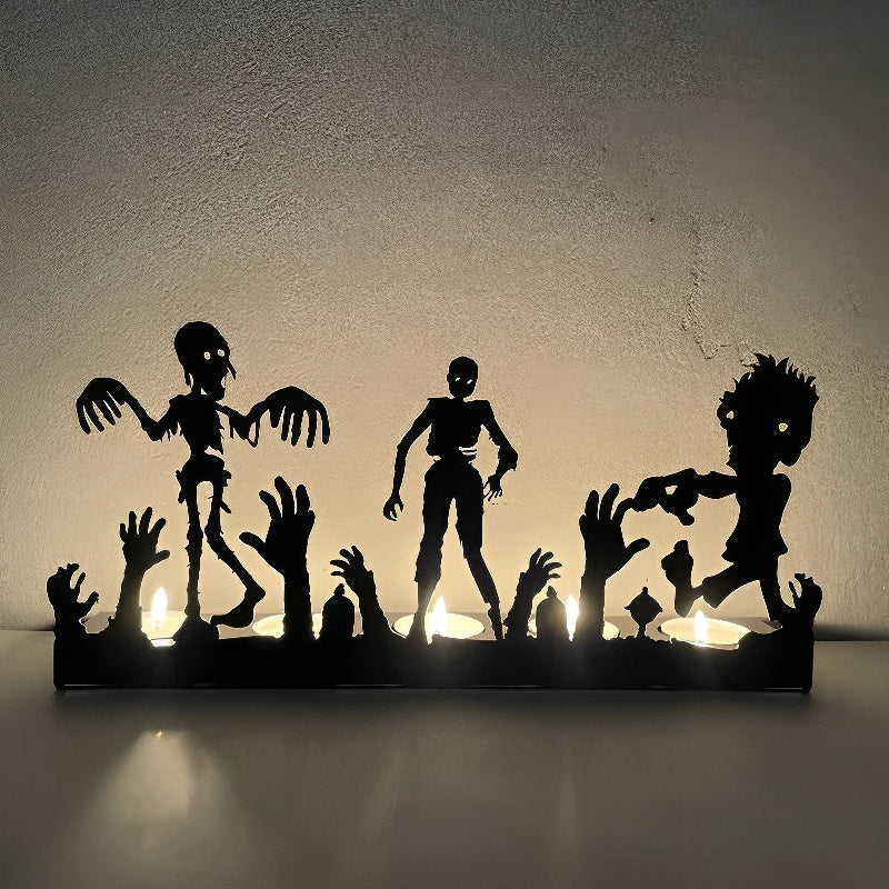 Three Skeleton Zombies Metal Candle Holder MD016