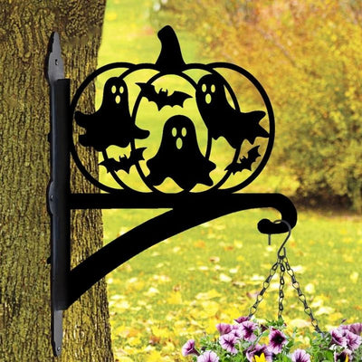 Pumpkin Ghost Metal Hanging Bracket Plant Stand PS177