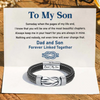 To My Son - "Dad and Son Forever Linked Together" Braided Leather Bracelet