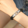 To My Daughter - "Dad And Daughter Forever Linked Together" Braided Leather Bracelet