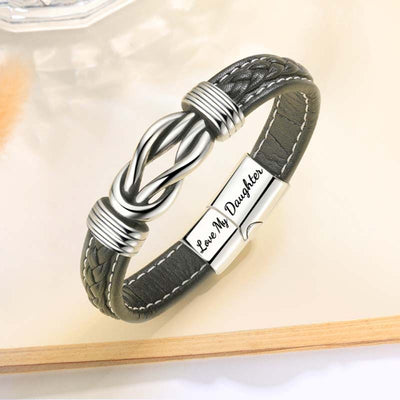 To My Daughter - "Dad And Daughter Forever Linked Together" Braided Leather Bracelet