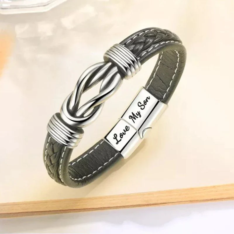 To My Son - "Dad and Son Forever Linked Together" Braided Leather Bracelet