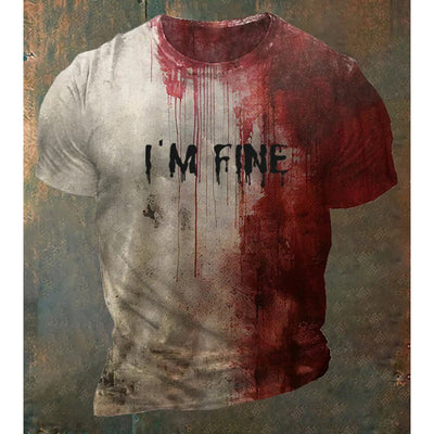 Men's Blood I'm Fine Halloween Print T-Shirt