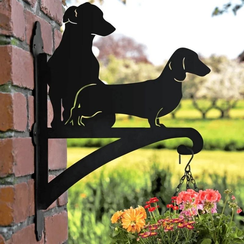 Dachshund Dog & Jack Russell Metal Hanging Bracket Plant Stand PS082