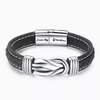 To My Grandson - "Grandfather and Grandson Forever Linked Together" Braided Leather Bracelet