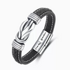 To My Grandson - "Grandmother and Grandson Forever Linked Together" Braided Leather Bracelet