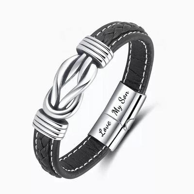 To My Son - "Dad and Son Forever Linked Together" Braided Leather Bracelet