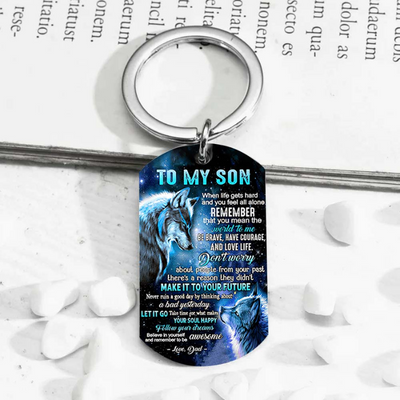 Dad To Son - Let It Go - Wolf Multi Colors Personalized Keychain - A882