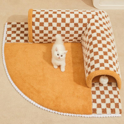 Cat Tunnel Bed Dog House Central Mat Soft Plush Material DIY Cats Play Mat Cat Activity Rug Toy for Interactive Exercise(Free Shipping)