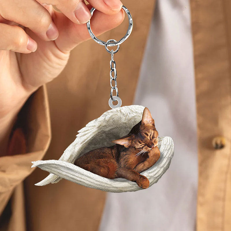 Sleeping Angel Acrylic Keychain Abyssinian Cat