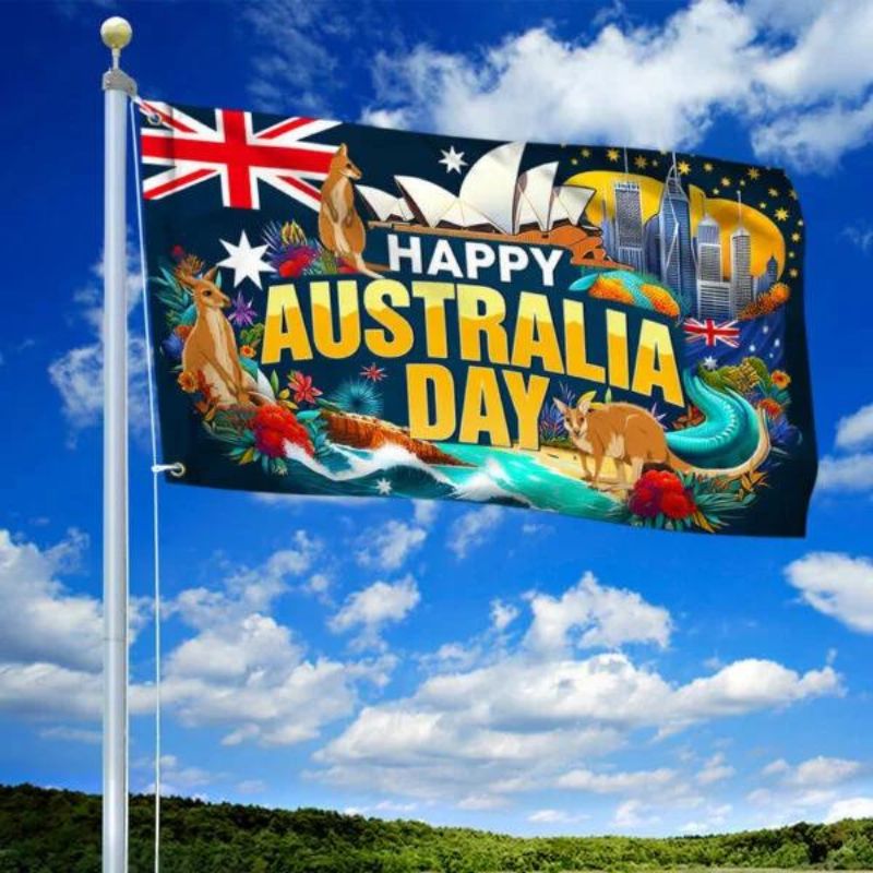 Happy Australia Day Grommet Flag