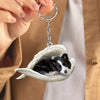 Sleeping Angel Acrylic Keychain Border Collie