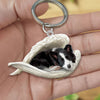 Sleeping Angel Acrylic Keychain Border Collie