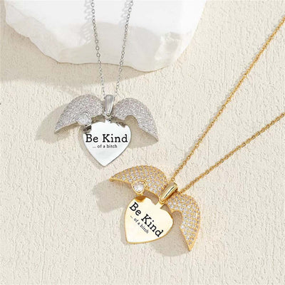 Be Kind...Of A Bi♥ch - Personalized CZ Heart Locket Necklace