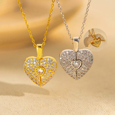 Be Kind...Of A Bi♥ch - Personalized CZ Heart Locket Necklace