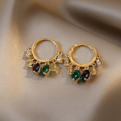 Shiny Colorful Zircon Drop Hoops