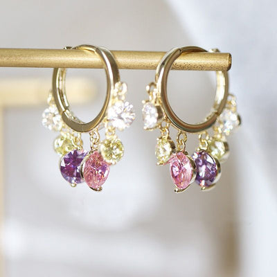 Shiny Colorful Zircon Drop Hoops