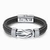 To My Wife - "Wife And Husband Forever Linked Together" Braided Leather Bracelet