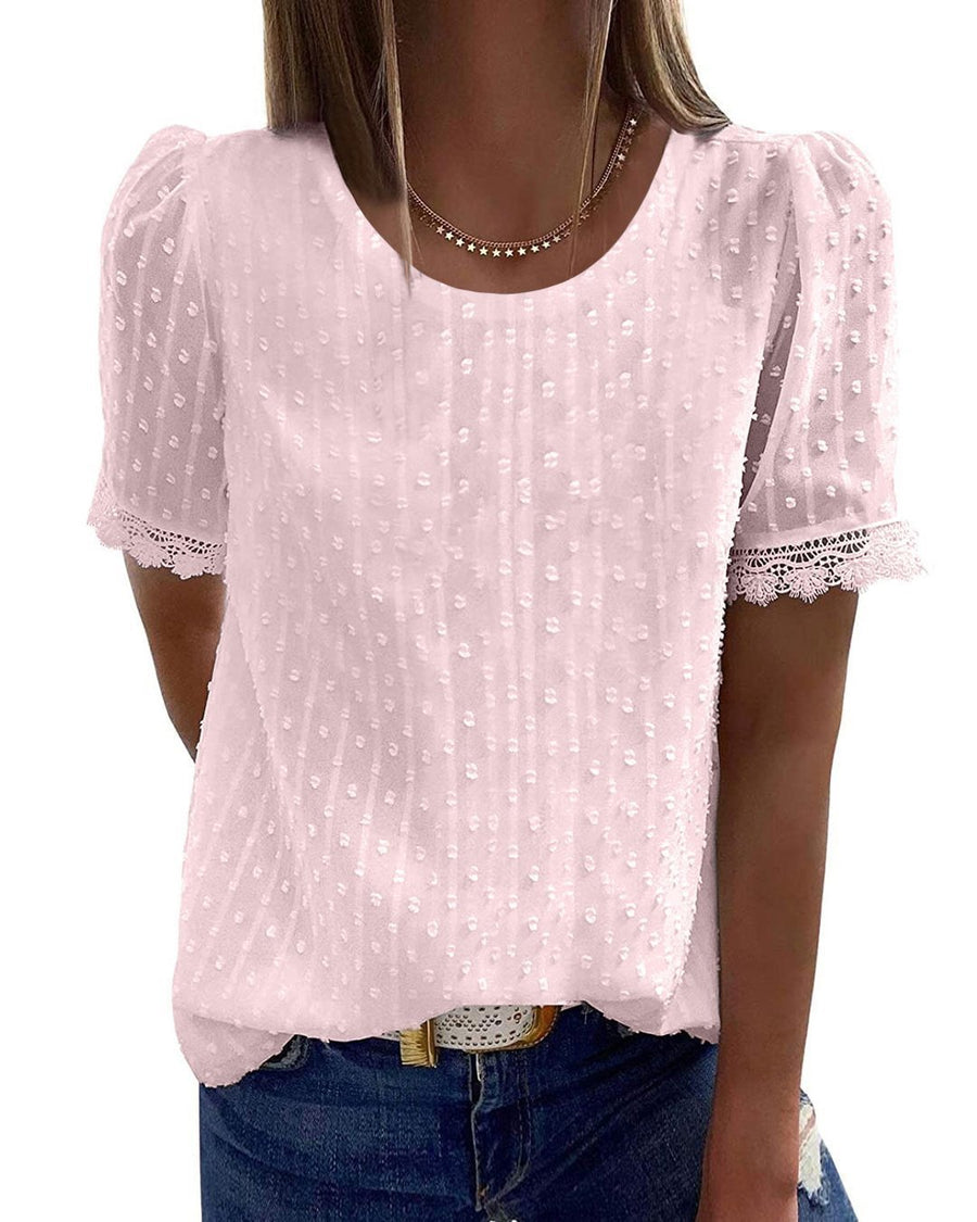 Lace Round Neck Blouse (3 COLORS)