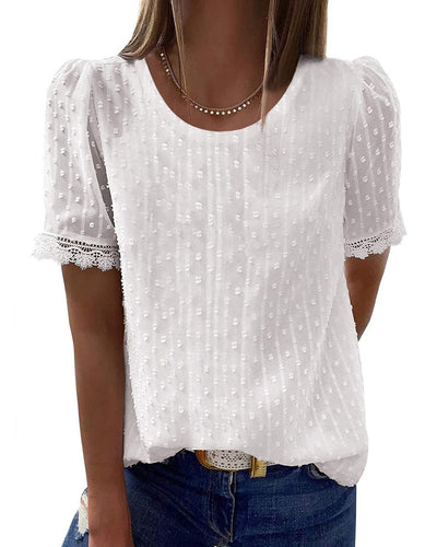 Lace Round Neck Blouse (3 COLORS)