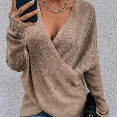 Draped in Style Color Block Long Sleeve Sweater