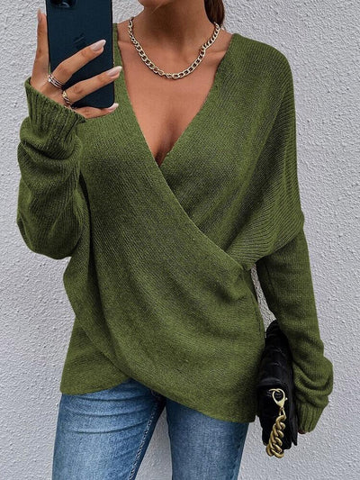 Draped in Style Color Block Long Sleeve Sweater