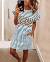 Striped Print Leopard Printed Dress (3 COLORS)