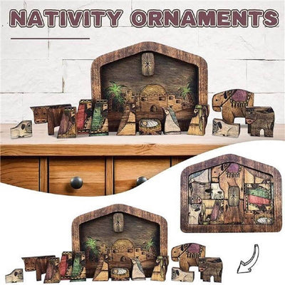 Nativity Puzzle With Wood Burned Design Wooden Jesus Puzzles Set Jigsaw Game