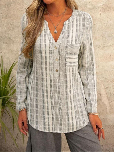 Plaid Relaxed Fit Button Front Top