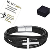 To My Son Pray Through It Leather Cross Bracelet