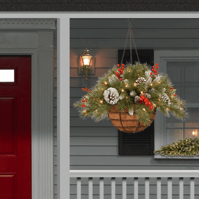 Artificial Christmas LED Hanging Basket