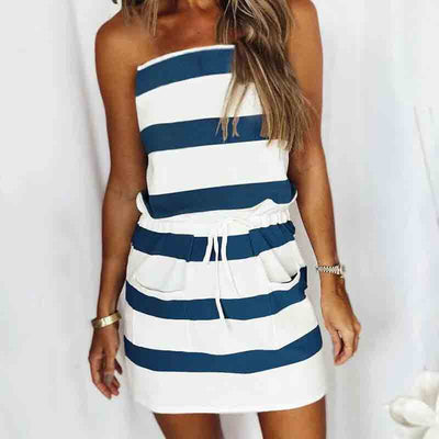 Tube Striped Drawstring Dress