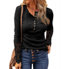 Women's Long Sleeve Tops Lace V Neck Button Down Henley Shirts Blouses