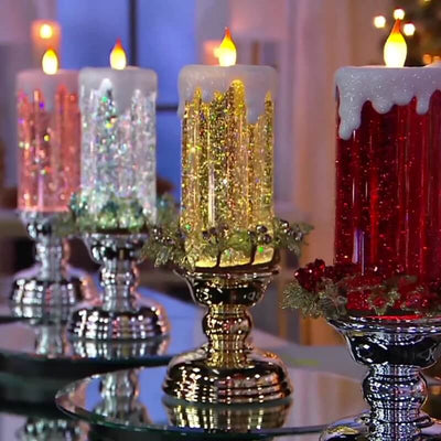 【40% FF+Free Shipping】Colour Changing LED Water Candle With Glitter