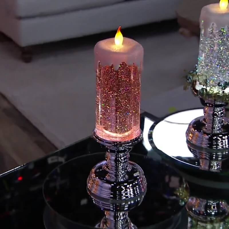 【40% FF+Free Shipping】Colour Changing LED Water Candle With Glitter