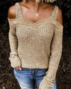 Solid Long Sleeve Cut-Out Sweater