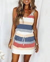 Cute Striped Drawstring Dress