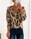 Leopard Print V Neck Top