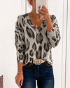 Leopard Print V Neck Top