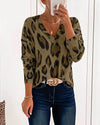 Leopard Print V Neck Top