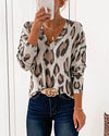 Leopard Print V Neck Top