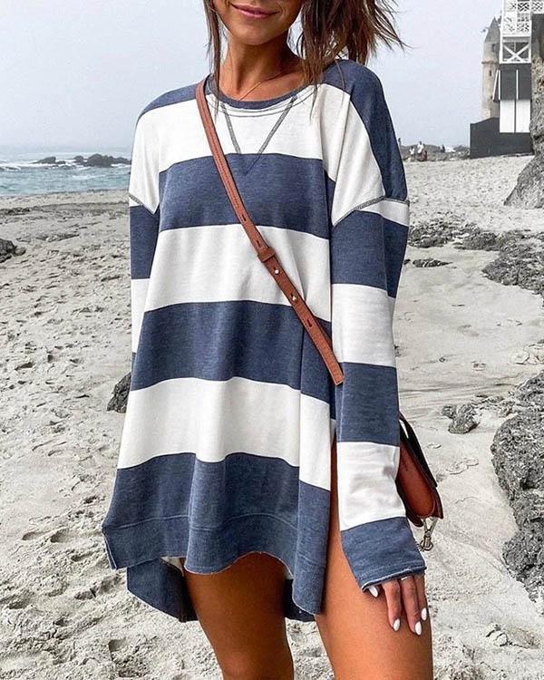 Striped Long Sleeve Pullover (4 COLORS)