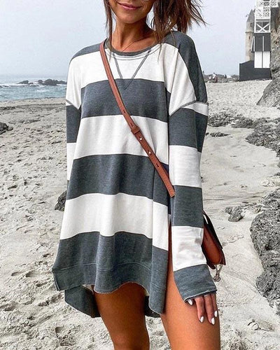 Striped Long Sleeve Pullover (4 COLORS)