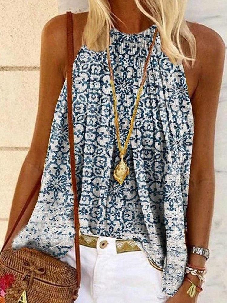 Mysterious Print Halter Neckline Cami